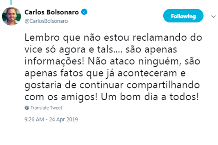 Tweets Carlos Bolsonaro