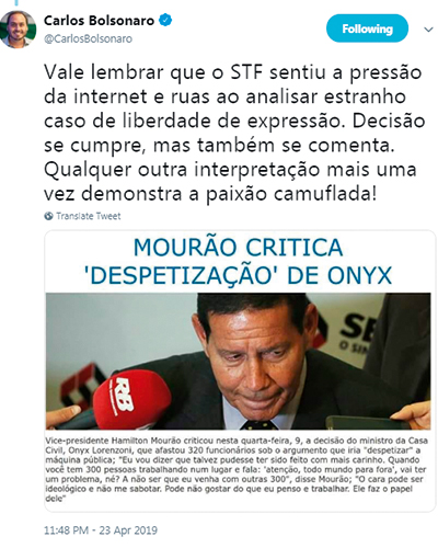 Tweets Carlos Bolsonaro