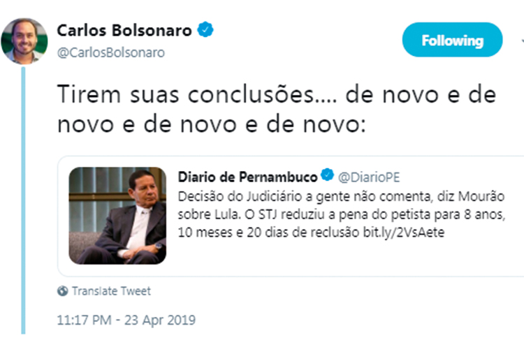 Tweets Carlos Bolsonaro