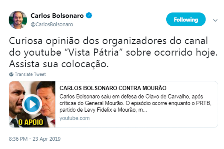 Tweets Carlos Bolsonaro