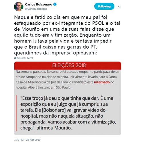 Tweets Carlos Bolsonaro