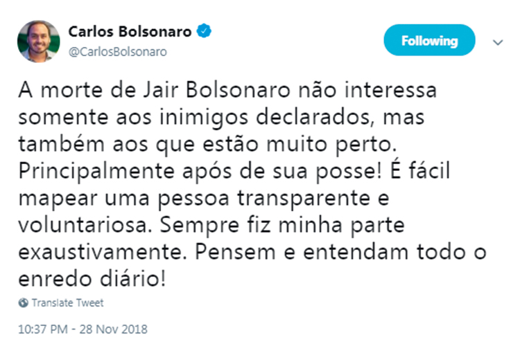 Tweets Carlos Bolsonaro
