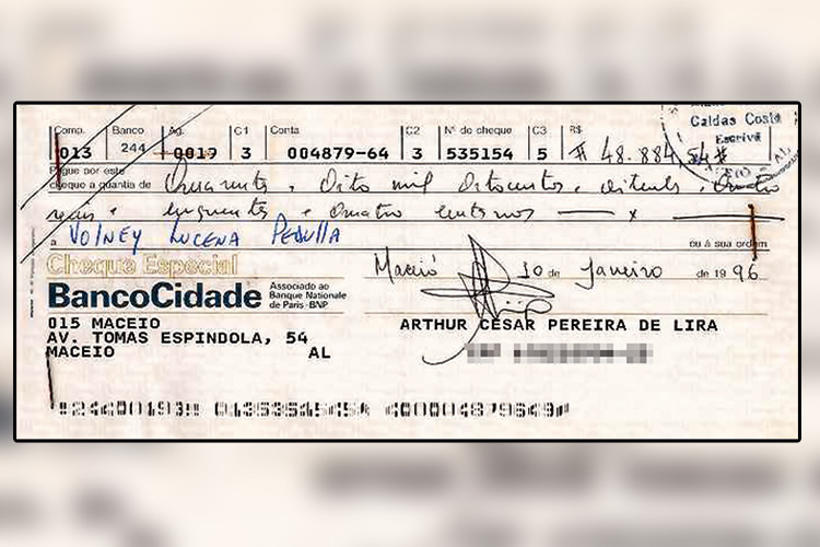 VOADOR?&ensp;- Cheque: o documento serviu de prova contra o parlamentar -