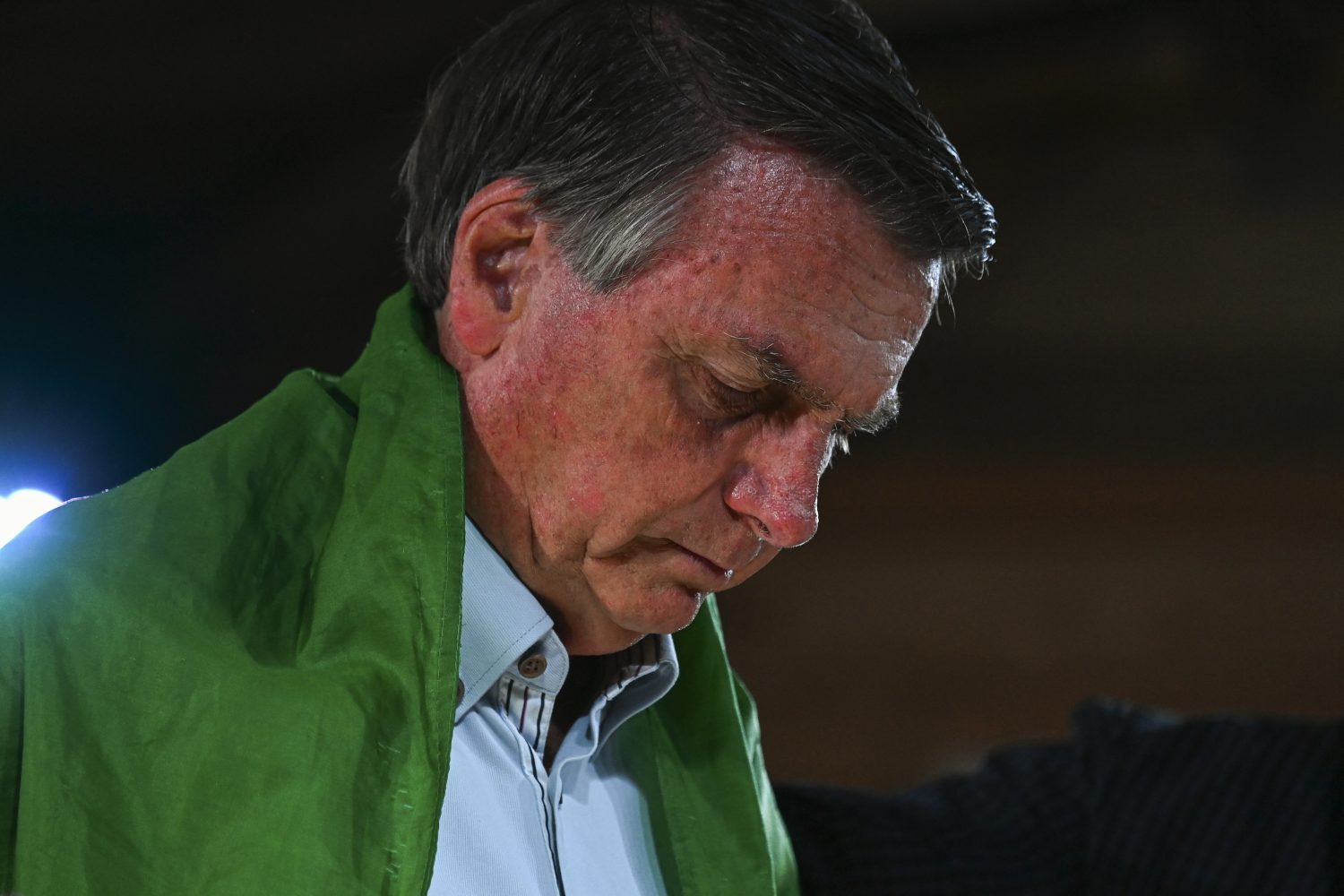 Former Brasilian president Jair Bolsonaro adresses his supporters