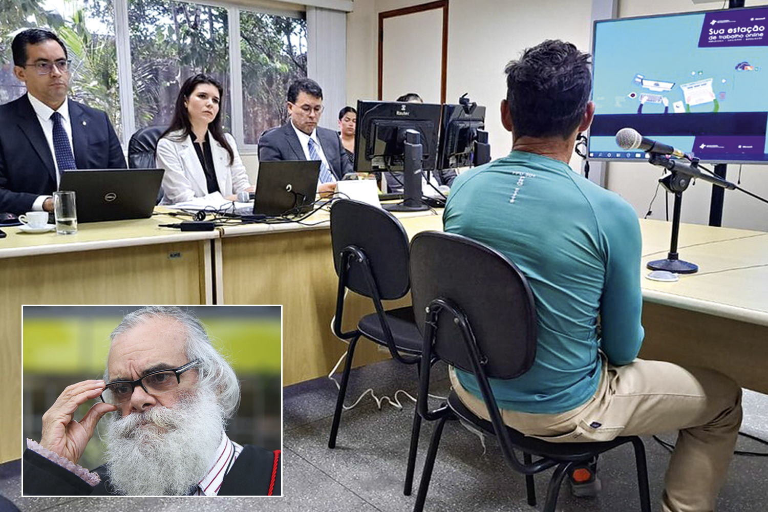 TRIBUNAL - Testemunha &agrave; frente do juiz em Tabatinga, e Am&eacute;rico Leal, que defendeu o assassino de Dorothy Stang: duelo de vers&otilde;es