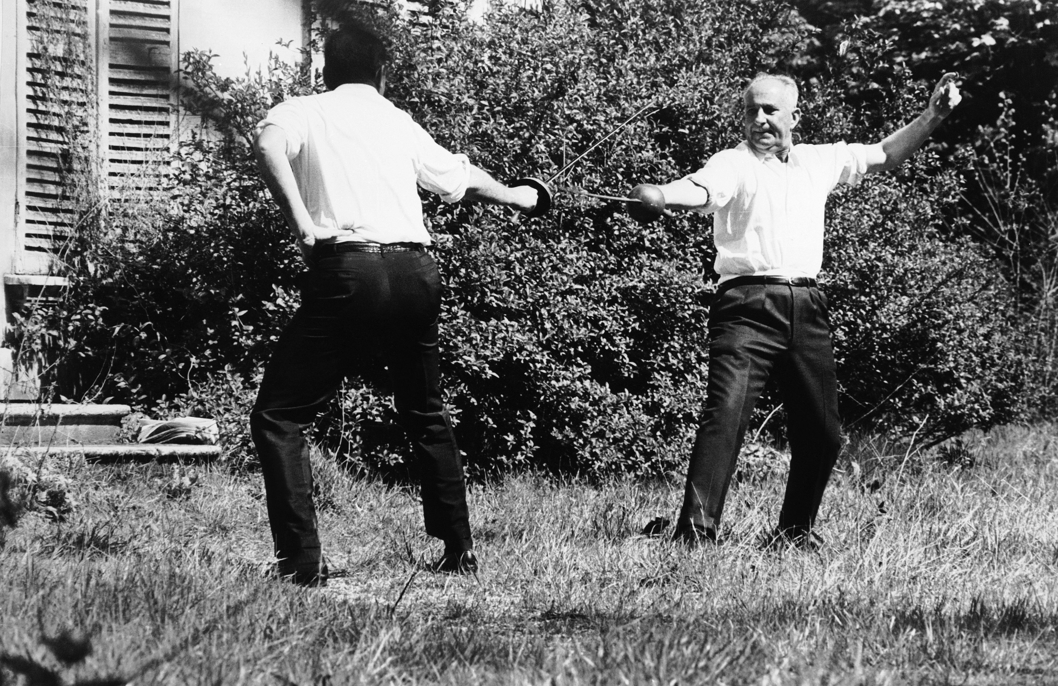 FRANCE - MAY 02: Duel Between Gaston Defferre And The Deputy Ribiere In 1967. (Photo by Keystone-France/Gamma-Keystone via Getty Images)