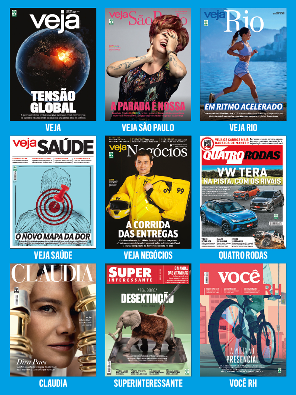 VARIEDADE - Os nove t&iacute;tulos impressos atualmente: not&iacute;cia, servi&ccedil;o e entretenimento em todas as plataformas poss&iacute;veis