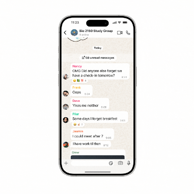 Nova função do WhatsApp permite visualizar um resumo em tópicos das mensagens não lidas em grupos e conversas privadas com ajuda da Meta AI.
