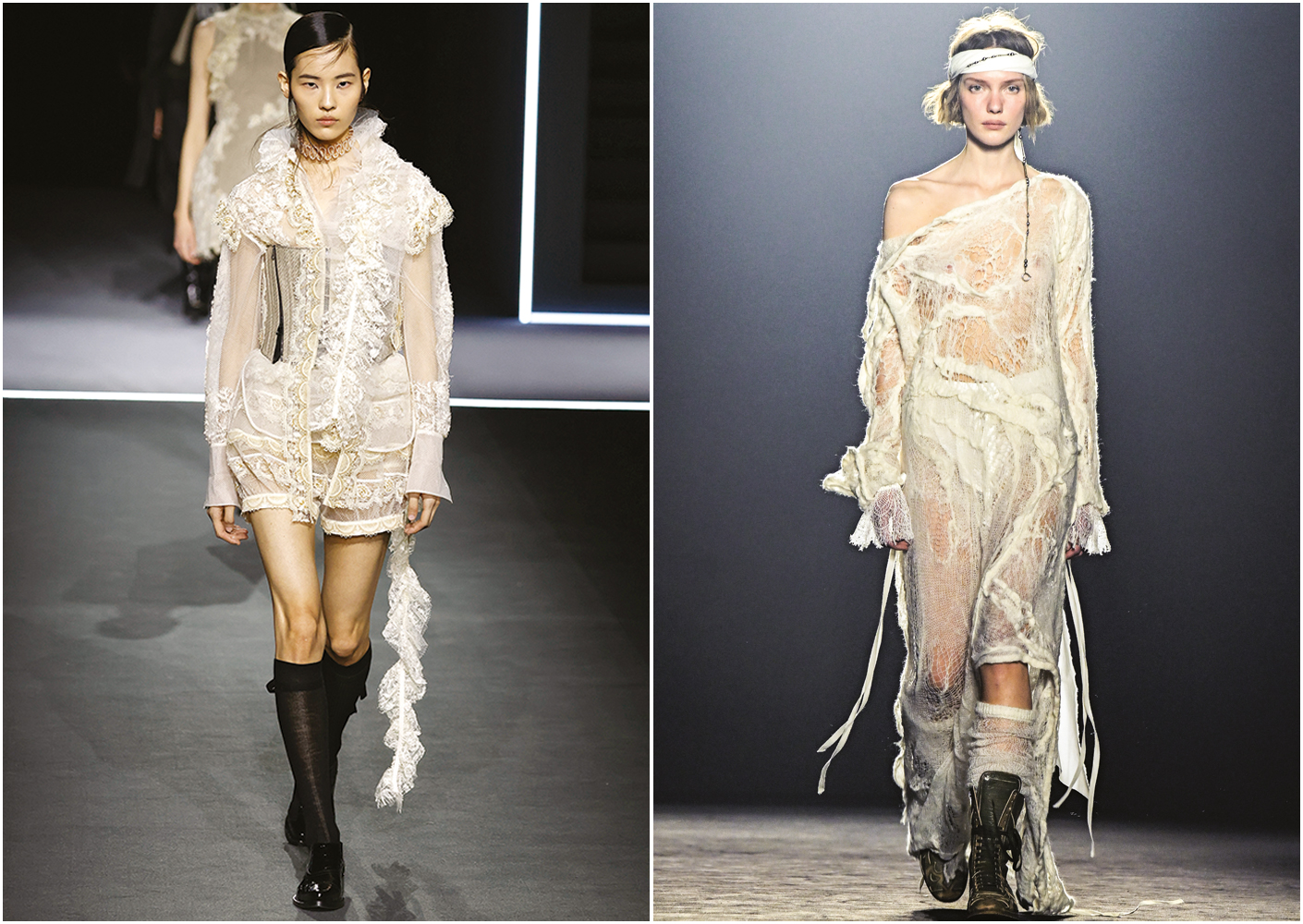 LUZ E SOMBRA - Modelos da Dior (&agrave; esq.) e da Ann Demeulemeester: manifesto de clareza melanc&oacute;lica