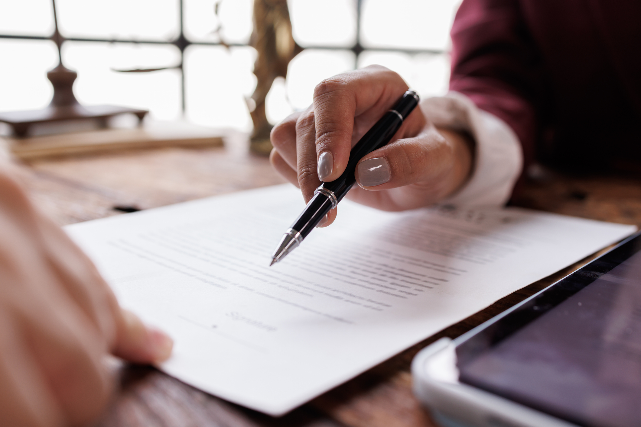 Notary with client in office,Judge gavel with Justice lawyers lawyer or judge counselor having team meeting with client, Law and Legal services concept.